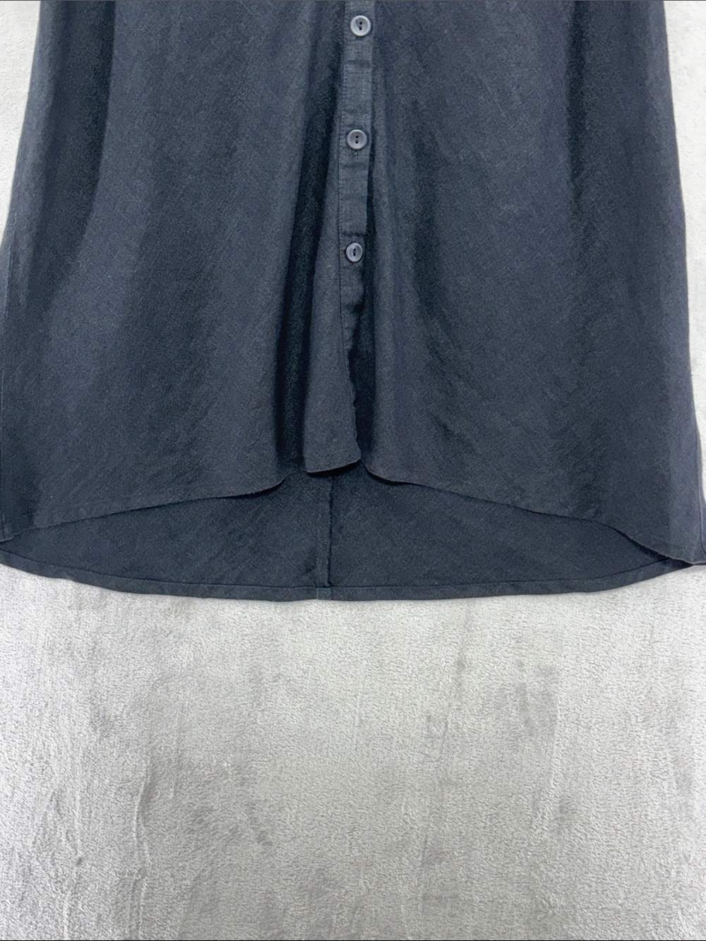 Flax 100% Linen Black Sleeveless Button-Down Lagenlook Shirt Tunic Dress, size M - Picture 7 of 11